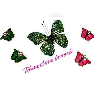 Pretty Green rhinestone butterfly brooch